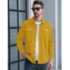 imageMAGCOMSEN Mens Corduroy Shirt Jacket Long Sleeve Lightweight Jacket ButtonUp Casual Shacket with Flap PocketsGinger