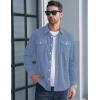 imageMAGCOMSEN Mens Corduroy Shirt Jacket Long Sleeve Lightweight Jacket ButtonUp Casual Shacket with Flap PocketsLight Blue
