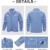 imageMAGCOMSEN Mens Corduroy Shirt Jacket Long Sleeve Lightweight Jacket ButtonUp Casual Shacket with Flap PocketsLight Blue