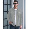 imageMAGCOMSEN Mens Corduroy Shirt Jacket Long Sleeve Lightweight Jacket ButtonUp Casual Shacket with Flap PocketsLight Grey