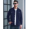 imageMAGCOMSEN Mens Corduroy Shirt Jacket Long Sleeve Lightweight Jacket ButtonUp Casual Shacket with Flap PocketsNavy Blue