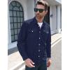 imageMAGCOMSEN Mens Corduroy Shirt Jacket Long Sleeve Lightweight Jacket ButtonUp Casual Shacket with Flap PocketsNavy Blue