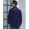 imageMAGCOMSEN Mens Corduroy Shirt Jacket Long Sleeve Lightweight Jacket ButtonUp Casual Shacket with Flap PocketsNavy Blue