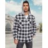 imageMAGCOMSEN Mens Flannel Shirts Long Sleeve Button Down Flannel Shirt Jacket with Hood Casual Cotton Plaid ShirtBlack