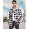 imageMAGCOMSEN Mens Flannel Shirts Long Sleeve Button Down Flannel Shirt Jacket with Hood Casual Cotton Plaid ShirtBlack
