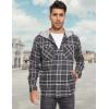 imageMAGCOMSEN Mens Flannel Shirts Long Sleeve Button Down Flannel Shirt Jacket with Hood Casual Cotton Plaid ShirtBlack Grey