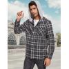 imageMAGCOMSEN Mens Flannel Shirts Long Sleeve Button Down Flannel Shirt Jacket with Hood Casual Cotton Plaid ShirtBlack Grey
