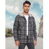 imageMAGCOMSEN Mens Flannel Shirts Long Sleeve Button Down Flannel Shirt Jacket with Hood Casual Cotton Plaid ShirtBlack Grey