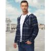 imageMAGCOMSEN Mens Flannel Shirts Long Sleeve Button Down Flannel Shirt Jacket with Hood Casual Cotton Plaid ShirtBlue Grey