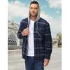 imageMAGCOMSEN Mens Flannel Shirts Long Sleeve Button Down Flannel Shirt Jacket with Hood Casual Cotton Plaid ShirtBlue Grey