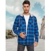 imageMAGCOMSEN Mens Flannel Shirts Long Sleeve Button Down Flannel Shirt Jacket with Hood Casual Cotton Plaid ShirtBright Blue
