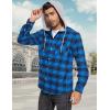 imageMAGCOMSEN Mens Flannel Shirts Long Sleeve Button Down Flannel Shirt Jacket with Hood Casual Cotton Plaid ShirtBright Blue