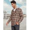 imageMAGCOMSEN Mens Flannel Shirts Long Sleeve Button Down Flannel Shirt Jacket with Hood Casual Cotton Plaid ShirtBrown
