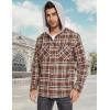 imageMAGCOMSEN Mens Flannel Shirts Long Sleeve Button Down Flannel Shirt Jacket with Hood Casual Cotton Plaid ShirtBrown