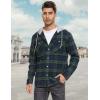 imageMAGCOMSEN Mens Flannel Shirts Long Sleeve Button Down Flannel Shirt Jacket with Hood Casual Cotton Plaid ShirtGreen