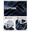 imageMAGCOMSEN Mens Flannel Shirts Long Sleeve Button Down Flannel Shirt Jacket with Hood Casual Cotton Plaid ShirtGrey Blue