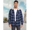 imageMAGCOMSEN Mens Flannel Shirts Long Sleeve Button Down Flannel Shirt Jacket with Hood Casual Cotton Plaid ShirtGrey Blue