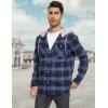 imageMAGCOMSEN Mens Flannel Shirts Long Sleeve Button Down Flannel Shirt Jacket with Hood Casual Cotton Plaid ShirtGrey Blue