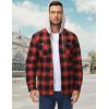 imageMAGCOMSEN Mens Flannel Shirts Long Sleeve Button Down Flannel Shirt Jacket with Hood Casual Cotton Plaid ShirtOrange