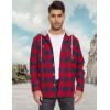 imageMAGCOMSEN Mens Flannel Shirts Long Sleeve Button Down Flannel Shirt Jacket with Hood Casual Cotton Plaid ShirtRed
