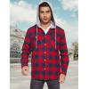 imageMAGCOMSEN Mens Flannel Shirts Long Sleeve Button Down Flannel Shirt Jacket with Hood Casual Cotton Plaid ShirtRed