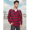 imageMAGCOMSEN Mens Flannel Shirts Long Sleeve Button Down Flannel Shirt Jacket with Hood Casual Cotton Plaid ShirtRed