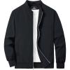 imageMAGCOMSEN Mens Bomber Jacket Lightweight Casual Zip Up Windbreaker Spring Fall Golf Coat with PocketsBlack