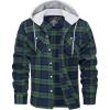 imageMAGCOMSEN Mens Flannel Shirts Long Sleeve Button Down Flannel Shirt Jacket with Hood Casual Cotton Plaid ShirtGreen