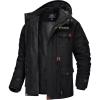 imageMAGCOMSEN Mens Winter Coat Military Jacket Fleece Lined Parka Cotton Cargo JacketBlack