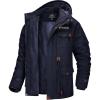 imageMAGCOMSEN Mens Winter Coat Military Jacket Fleece Lined Parka Cotton Cargo JacketNavy