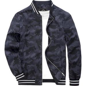 imageMAGCOMSEN Mens Jacket Lightweight Bomber Jacket Zip Up Windbreaker Casual Spring Fall Jackets with PocketsCamouflage Black