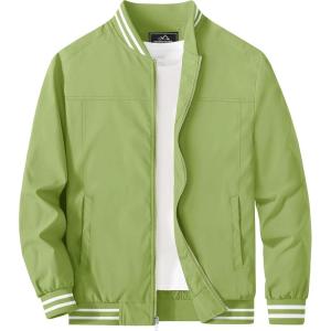 imageMAGCOMSEN Mens Jacket Lightweight Bomber Jacket Zip Up Windbreaker Casual Spring Fall Jackets with PocketsOlive Green