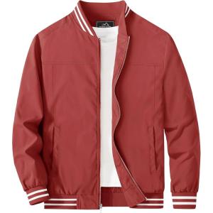 imageMAGCOMSEN Mens Jacket Lightweight Bomber Jacket Zip Up Windbreaker Casual Spring Fall Jackets with PocketsOrange