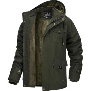 imageMAGCOMSEN Mens Winter Coat Military Jacket Fleece Lined Parka Cotton Cargo Jacket2 Green