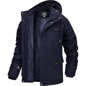 imageMAGCOMSEN Mens Winter Coat Military Jacket Fleece Lined Parka Cotton Cargo Jacket2 Navy
