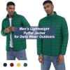imageMAGCOMSEN Mens Puffer Jacket Lightweight Warm Winter Coats Water Repellent Windproof Insulated JacketGreen