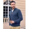 imageMAGCOMSEN Mens Quarter Zip Pullover Sweaters Casual Knit Polo Sweaters Fall Winter SweatshirtsDenim Blue