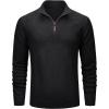 imageMAGCOMSEN Mens Quarter Zip Pullover Sweaters Casual Knit Polo Sweaters Fall Winter SweatshirtsBlack