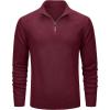 imageMAGCOMSEN Mens Quarter Zip Pullover Sweaters Casual Knit Polo Sweaters Fall Winter SweatshirtsWine Red