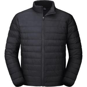 imageMAGCOMSEN Mens Puffer Jacket Lightweight Warm Winter Coats Water Repellent Windproof Insulated JacketBlack