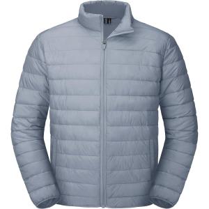 imageMAGCOMSEN Mens Puffer Jacket Lightweight Warm Winter Coats Water Repellent Windproof Insulated JacketLight Grey