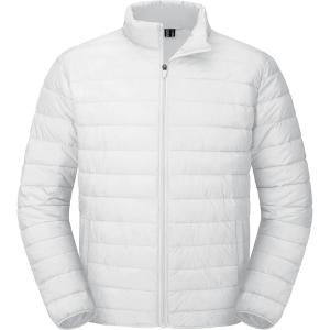 imageMAGCOMSEN Mens Puffer Jacket Lightweight Warm Winter Coats Water Repellent Windproof Insulated JacketWhite