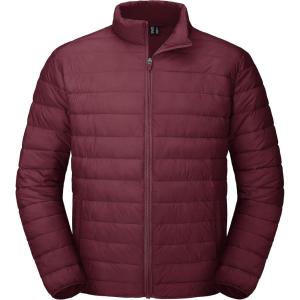 imageMAGCOMSEN Mens Puffer Jacket Lightweight Warm Winter Coats Water Repellent Windproof Insulated JacketWine Red