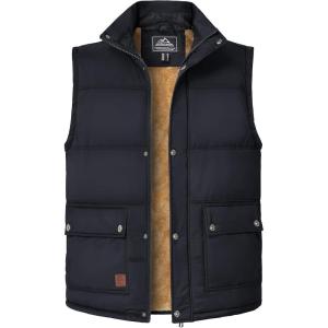 imageMAGCOMSEN Mens Winter Vest Outerwear Fleece Lined Outdoor Vest Warm Sleeveless JacketBlack