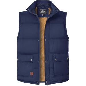 imageMAGCOMSEN Mens Winter Vest Outerwear Fleece Lined Outdoor Vest Warm Sleeveless JacketNavy