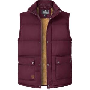 imageMAGCOMSEN Mens Winter Vest Outerwear Fleece Lined Outdoor Vest Warm Sleeveless JacketRed