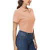 imageMAGCOMSEN Womens Polo Shirts Cotton Short Sleeve VNeck Collared Tops Golf Shirt Work Casual Summer TeeApricot