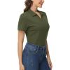 imageMAGCOMSEN Womens Polo Shirts Cotton Short Sleeve VNeck Collared Tops Golf Shirt Work Casual Summer TeeArmy Green