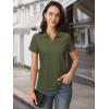 imageMAGCOMSEN Womens Polo Shirts Cotton Short Sleeve VNeck Collared Tops Golf Shirt Work Casual Summer TeeArmy Green