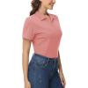 imageMAGCOMSEN Womens Polo Shirts Cotton Short Sleeve VNeck Collared Tops Golf Shirt Work Casual Summer TeeAsh Pink